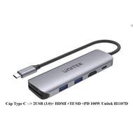 Type C to Usb3.0 Hdmi TF SD PD Cable 100W Unitek H1107D