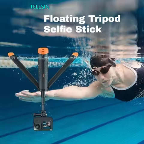 TELESIN Floating Tripod Selfie Stick for GoPro Hero DJI OSMO nano Action 6 5 Pro 4 3/Insta360 X5/X4A