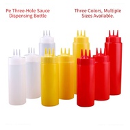 Triple-Nozzle Squeeze Bottle 3-Stream Drizzle Decorating Tool for Baking & Sauces - 3 Colors 1000ml 