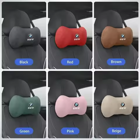 -Car Seat Suede Memory Cotton Neck Pillow Headrest For BMW E46 E90 E60 F30 F10 E39 i3 i4 X1 X2 X3 X5