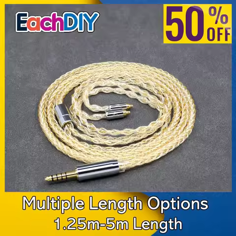 8 Core 99% 7n Pure Silver 24k Gold Plated Earphone Cable For AKG N5005 N30 N40 MMCX LN008435