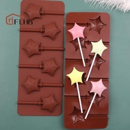 【 FLHG】 6 Star Silicone Lollipop Mold Chocolate Candy Chip Mold Five-pointed Star Chocolate Bar Star