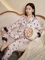 ชุดนอน Pink polka dot pajamas"(premium silk satin)
