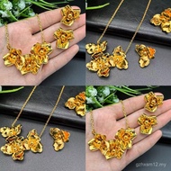 Hot Sale Hot Sale 24k Gold Flower Necklace Earrings Jewelry set Indian African Ethnic Style Jewelry 
