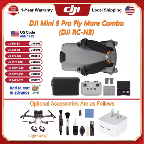 DJI Mini 5 Pro Fly More Combo DJI RC-N3 FPV Drone 4k Professional with Optional Accessories Omnidire
