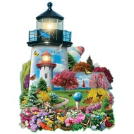 Bits and Pieces - 750 Piece Shaped Jigsaw Puzzle for Adults 20" x 27" - Lighthouse Garden - 750 pc S