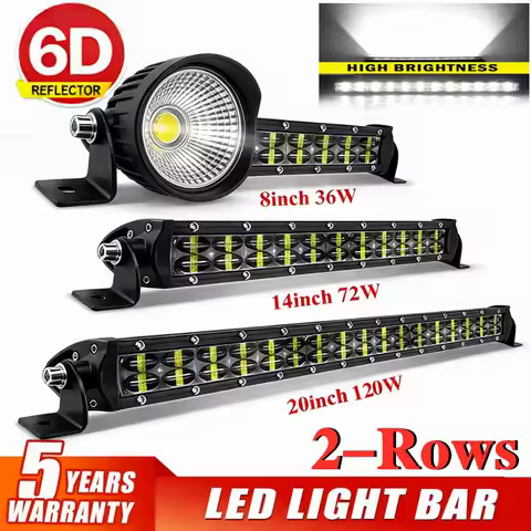 6D LED Light Bar 36W 72W 120W 2-Rows 4X4 led bar for Tractor Offroad 4WD SUV ATV Truck LED Work Ligh