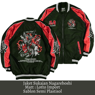 Jaket Varsiti Sukajan Basebal Jepang Aesthetic Nagareboshi red Dragon