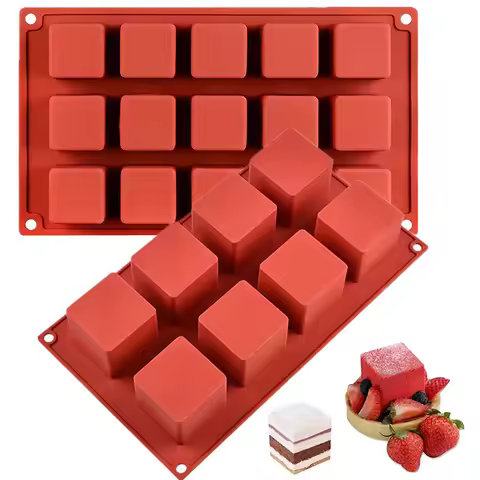 3D Square Silicone Mold Mousse Cake Baking Moulds Soap Candle Jelly Brownie Cheesecake Chocolate Tru