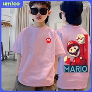 UMICO baju kid Cotton T-Shirt Super Mario Bros Unisex Round Neck Top Baju-T Lengan Pendek
