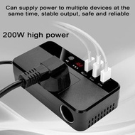 200W 車載逆變器 DC 12V-24V 至 AC 110V-220V 電源逆變器電壓轉換器車載充電器，帶 3 個 USB 端口  sisckp 200W Vehicle Inverter DC 1
