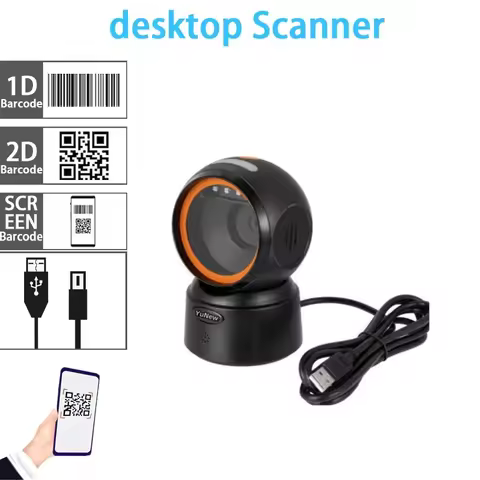 Desktop 1D 2D QR Barcode Scanner Wireless bluetooth Hands Free USB wired Barcode Reader for supermar