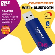 Penyesuai Wi-Fi COMFAST CF-727B 1300mbps 2 in 1 USB WiFi + Bluetotooth Adapter Dongle BT4.2 Dual Ban