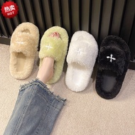Trendy European Thick-Soled Furry Slippers - Perfect for Autumn & Winter at Home