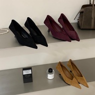 TT Pointed Toe Shoes Women's Suede Work Shoes Small Leather Shoes Classy Shoes
