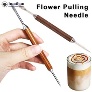 HUAIHAO Stainless Steel Coffee Needles Coffee Pull Flower Needle Espresso Latte Decor Art Pen Wooden