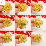 XT Jewellery Korea 24k Hollow Out Large Flower Ring Fashion Woman 916 Original Gold Plated