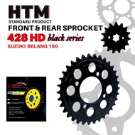 428HD SPROCKET SET SUZUKI BELANG150 FRONT + REAR SPROCKET SET BLACK