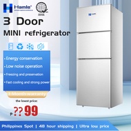 Hamle Mini Refrigerator With Freezer HD Inverter 3-Door Small Refrigerator Save Electricity Refriger