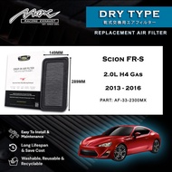 Scion FR-S 2.0L H4 Gas 33-2300MX 2013 to 2016 Max Racing Exhaust Performance Drop-in Dry Type Air Fi