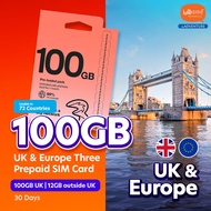 Hello1010 UK & Europe (72 Countries) Three 100GB/(12GB Data outside UK) Calls & SMS Travel Prepaid S