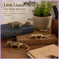 YUJINI Gecko Figure, Bronze Antique  Animal Figure, Decorative Vintage Collectible Handmade Lizard S