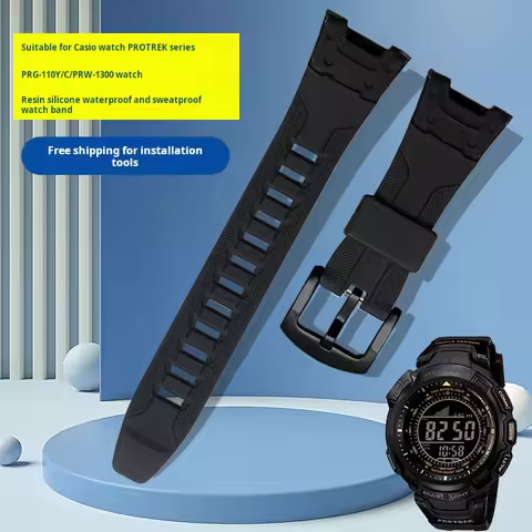 For Casio PROTREK PRG-110Y/C PRW-1300Y PRG-130Y PRW-1500Y notch resin silicone watchband men's watch