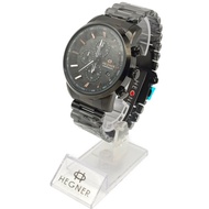 HEGNER Chronograph Fashion All Black Stainless Steel Brand Gents Men Luxury Watch Original Jam Tangan Lelaki Tali Besi