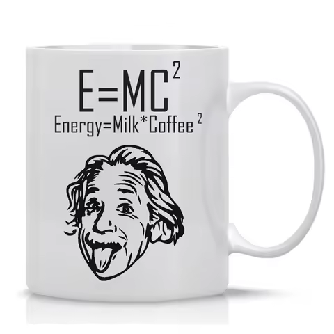 "E=MC2 " ENERGY=MILK X COFFEE2 - Funny Coffee Ceramic Mug- Unique Gift Idea for Friends Birthday Gif
