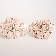 小號 DIY 紙花 20 支桑椹玫瑰 尺寸 1.5 厘米. 淡粉色。