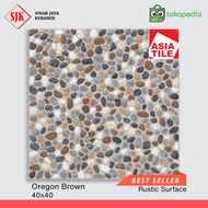 Keramik Kasar WC Keramik Teras Asia Tile Oregon Brown/Grey 40x40 KW1