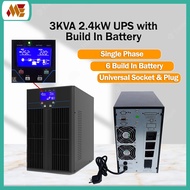 3KVA 2400W 220V Single Phase Heavy Duty Online UPS with 6 Build In Battery Uninterruptible Power Sup