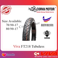 Corva Motor Tayar Viva Tubeless Tyre Ft218 Tayar Motosikal Tubeless 70/90-17 80/90-17