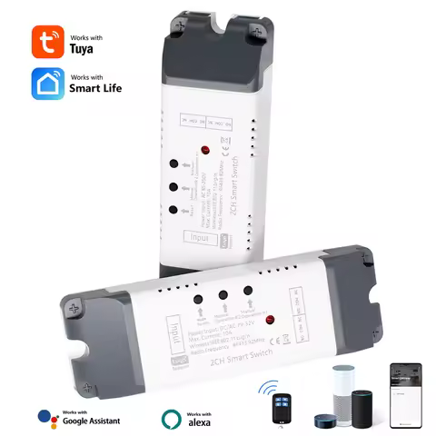 Tuya Smart Garage Door Opener Wifi Switch Smart Module 2 Channels 12V 24V 110V 220V Inching Self-loc
