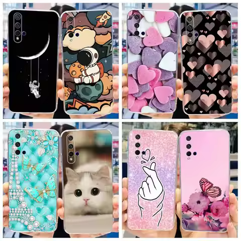 For Honor 20 Pro Case YAL-L21 Cute Astronaut Love Heart Slim Silicone Soft TPU Phone Cover For Huawe