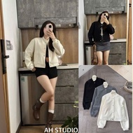 Short Loose BomberJacket, Buttons, Pressed Fabric - Freesize Under 60kg -Kimii 336 P7K4