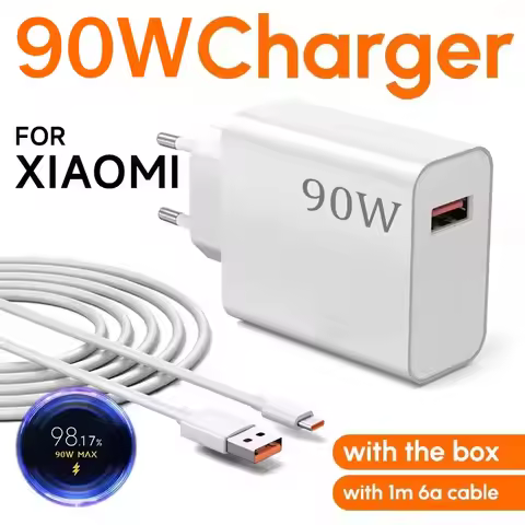 2026 New 90W Super Fast Charger Quick Charger USB Type- C Cable EU Charge Adapter For Xiaomi 16 15 1