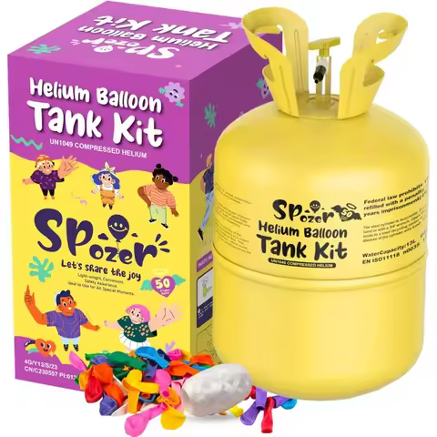 SPOZER 13L Helium Tank for Balloons Home Use -50 Latex Balloons Ribbons Included Up to 50 Balloons P