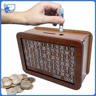 【24h】Wooden Cash Saver Money Box Coin Counter Piggy Bank Wood Money Bank With Saving Goal And Number