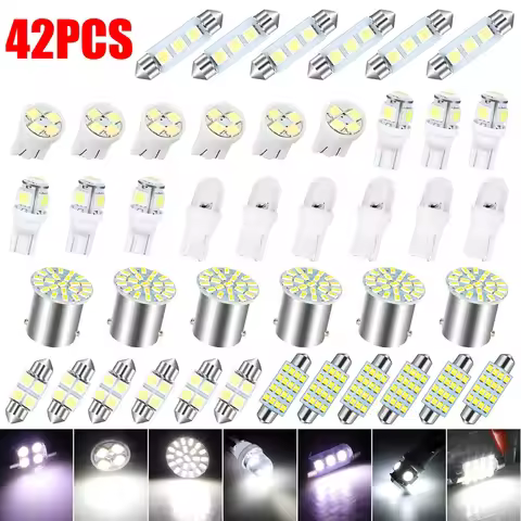 Universal 42Pcs LED T10 COB Car Light Bulb Interior Dome Trunk License Plate Lamps for BMW E46 E90 F