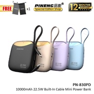 【3C Certified】Pineng PN830 10000mAh Powerbank 22.5W Fast Charging Power Bank Built in Cable PN-830PD