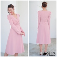 [LUXURY707] VG9113 : เดรสคอวี ทรงสุภาพ