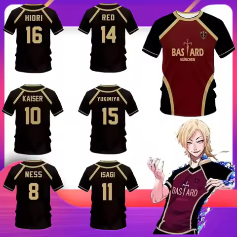 Sports T-shirt Tops Jersey Futsal Pattern Vl Replika Blue Lock Anime Bastard Munich Summer Unisex 3D
