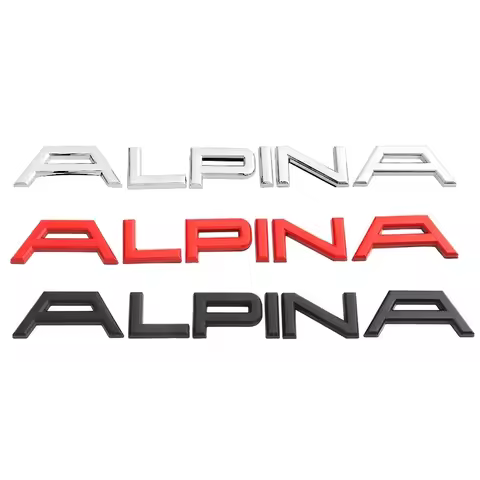 3D Metal Chrome Black Alpina Letters Rear Boot Trunk Stickers Fender Emblem Badge Decals B7 B6 D4 D5