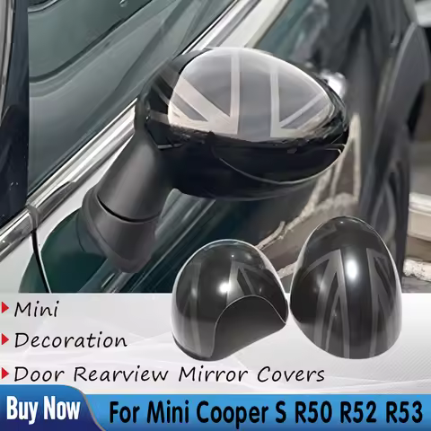 For Mini Cooper S Hatchback Convertible The Black Flag Rear View Mirror R50 R52 R53 Covers Decoratio