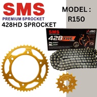 428HD SPROCKET SET SMS 428XWE-132L ORING CHAIN YAMAHA R15 MT15 SPROCKET GOLD DID HTM SMS