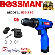 BOSSMAN 12V Cordless Impact Drill Driver Set BSB120 BSB 120 BSB-120 Drill Tebuk Dinding