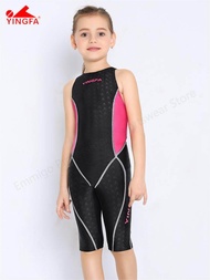 YINGFA ชุดว่ายน้ำเล่นกีฬาสำหรับเด็กผู้หญิง,ชุดว่ายน้ำแบบวันพีซฝึกแบบสปอร์ตชุดแข่งรถผ้าระดับเกมมืออาชีพระบายอากาศได้ดี