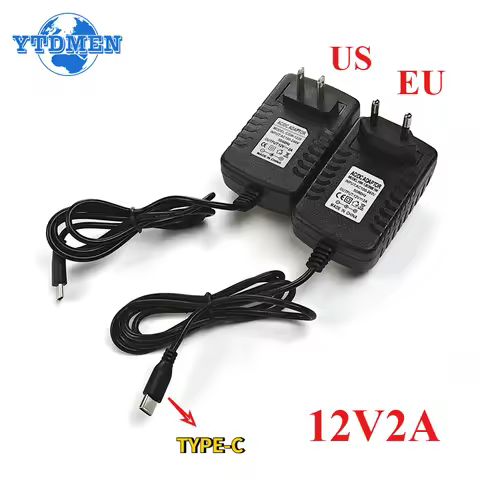 12V 2A Power Adapter Charger TYPE-C Port AC 110V-220V Adapter AC DC 12V Adapter Supply TYPE-C Charge