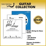 Single String for Bass Guitar | Genuine DR Strings / GHS / Jim Dunlop / D'addario (045 - 130)